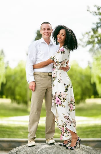 Save the date photo of Lucia and Adam